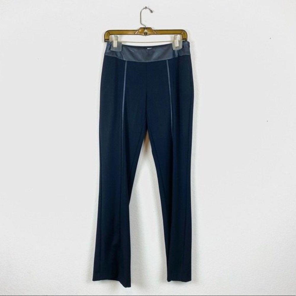 Cache Black Faux Leather Stripe Pants